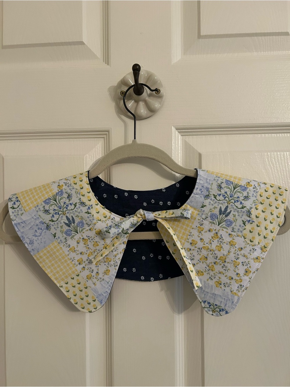 Reversible Detachable Collar in Floral Denim & Patchwork Print